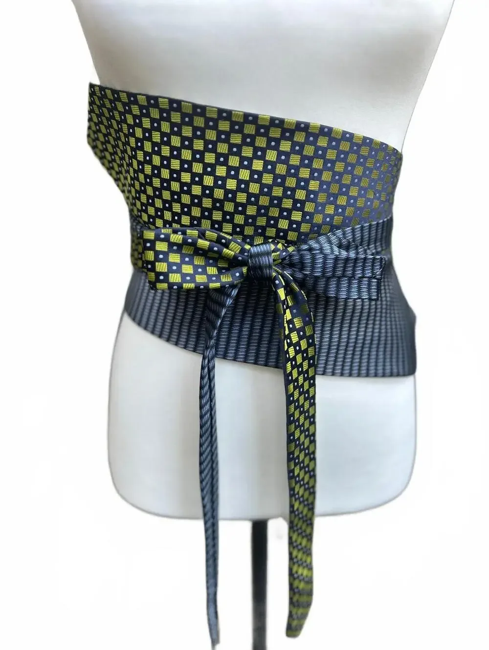 Upcycled Silk Necktie Obi Belt | Handmade Corset Style Belt | One-of-a-Kind | OS